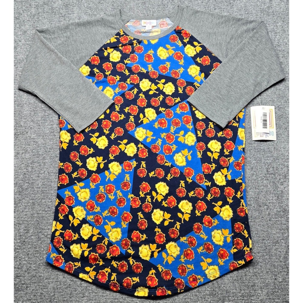 LuLaRoe Randy T-Shirt Womens M Floral Print 3/4 Sleeve Stretch New